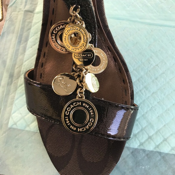 Coach Shoes - Coach Signature-C Patent Leather High Heels in Dark Brown Size 6.5